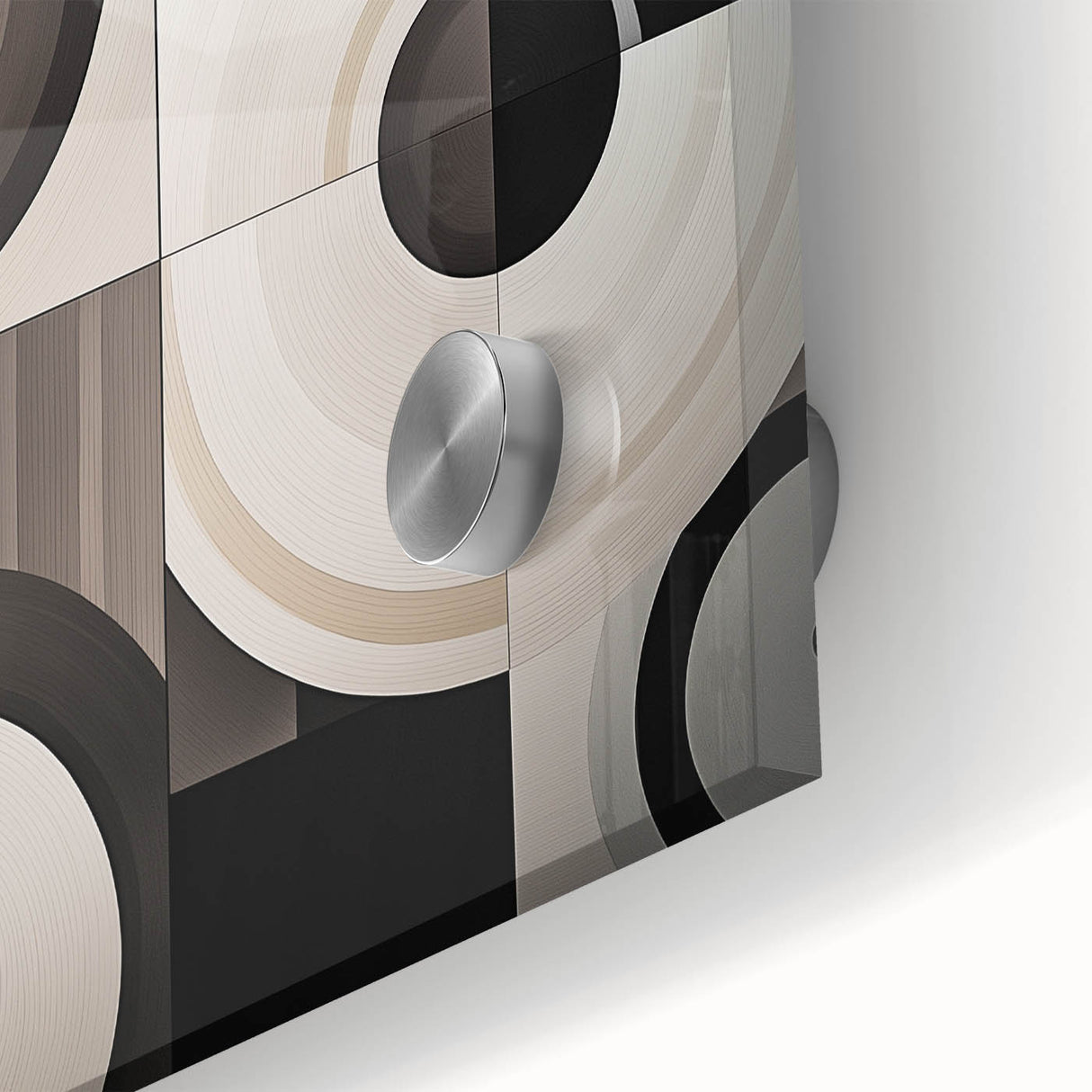 Close-up of an abstract geometric acrylic glass design showcasing vibrant colors and intricate shapes, perfect for modern home decor or artistic displays.