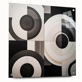 Abstract geometric acrylic glass design showcasing vibrant colors and sharp angles, featuring a side view with visible mounting pins, ideal for modern decor.