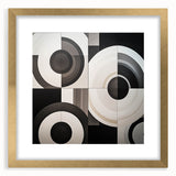 Abstract geometric frame in gold with a mat, showcasing a modern design ideal for contemporary decor, enhancing any stylish interior space.
