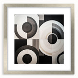 Abstract geometric frame with a sleek silver mat, showcasing a modern design that enhances any decor. Ideal for contemporary art displays or home styling.