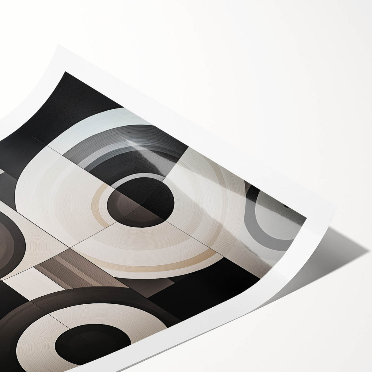 Abstract geometric rolled print showcasing vibrant colors and intricate patterns, perfect for modern decor, packaged securely in a durable tube for safe delivery.