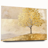 Abstract landscape wall art design displayed in a sleek acrylic glass frame, featuring vibrant colors and a contemporary aesthetic, ideal for modern home decor.