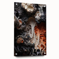 Large abstract wall art on acrylic glass, featuring swirling blue and green patterns.