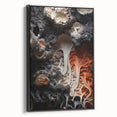 Black and white landscape art painting on framed canvas, featuring close-up natural elements, ideal for bedroom wall decor.