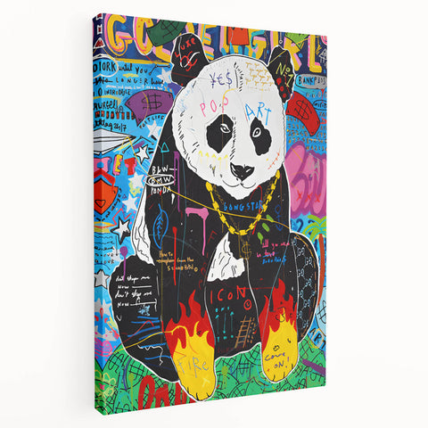 Vibrant Pop Art Wall Art – Colorful Fire Panda Canvas