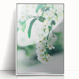 Art deco poster featuring a spring season motif in pastel shades, framed in white acrylic, suitable for nursery wall art.
