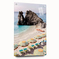 Large abstract wall art on acrylic glass depicting vibrant summer hues, ideal for dining room or bedroom decor.