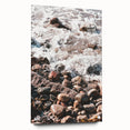 Large abstract wall art on acrylic glass featuring swirling blue and white patterns.