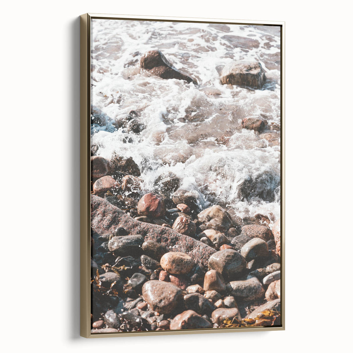 Framed canvas featuring a vintage landscape painting with muted earth tones, ideal for bedroom wall art.