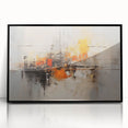 Framed abstract wall art featuring bold black strokes on an acrylic background, showcasing modern design elements for contemporary home decor.