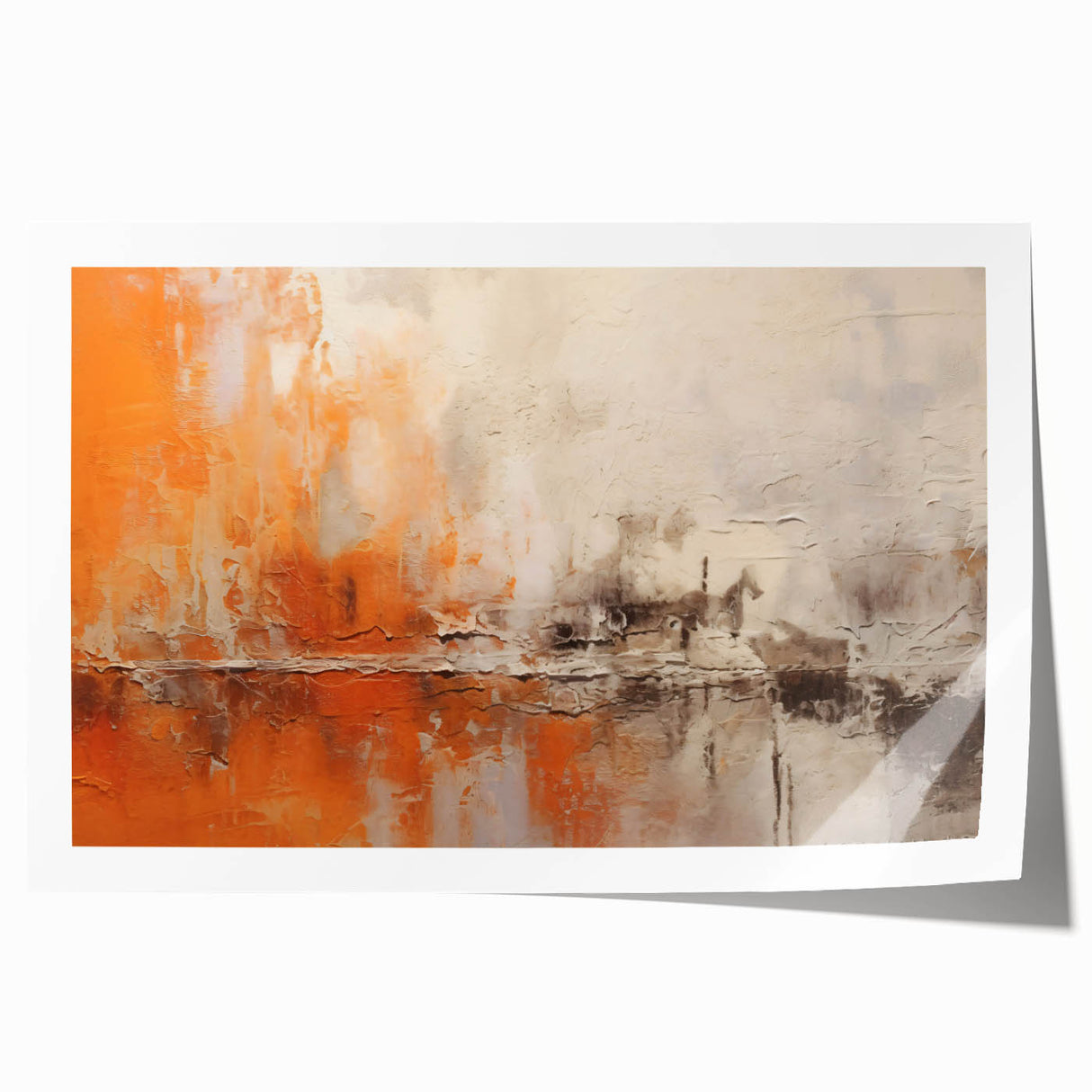 Abstract strokes wall art print showcasing vibrant colors of blue, orange, and yellow in a modern design, perfect for contemporary home decor. Ideal for enhancing living spaces with a stylish artistic touch.
