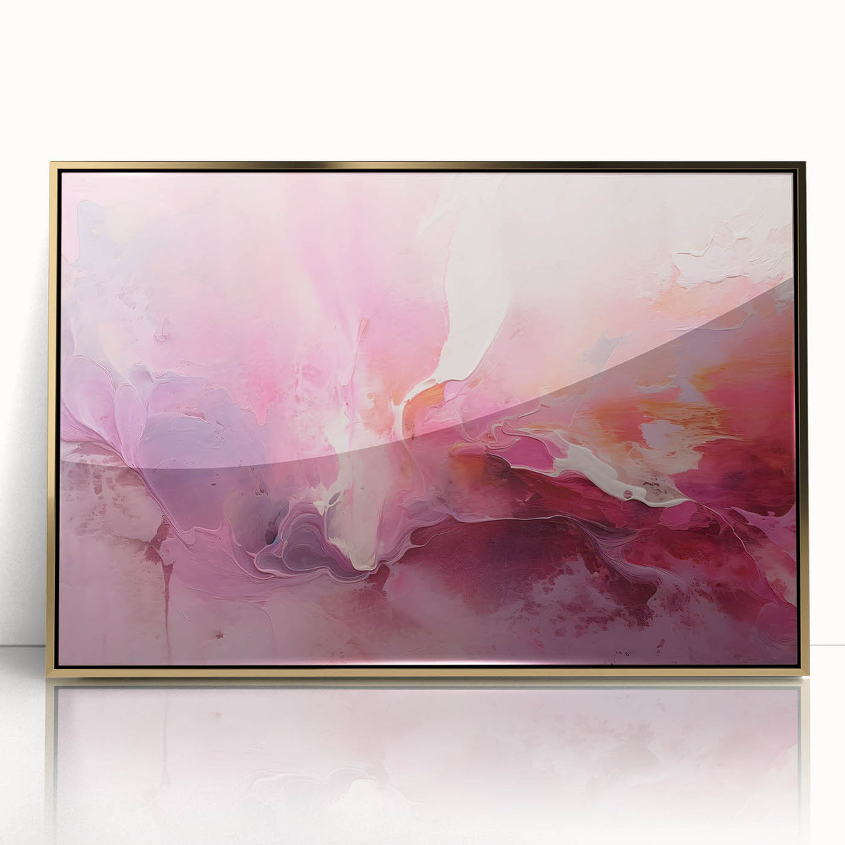 Framed abstract strokes wall art featuring elegant gold hues and modern design, perfect for enhancing contemporary home decor aesthetics. Ideal for living rooms and offices.