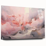 Abstract wall art print featuring colorful strokes in vibrant hues displayed in a sleek acrylic frame, showcasing a modern aesthetic ideal for contemporary interiors.
