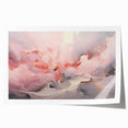 Abstract wall art print showcasing vibrant, flowing strokes in shades of blue, orange, and yellow, ideal for modern home decor, elegantly rolled and ready for framing.