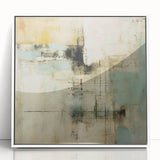 Framed abstract strokes wall art featuring vibrant colors in a modern design, displayed in a white frame, perfect for contemporary home decor.