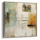 Framed canvas wall art displaying abstract strokes in silver tones, showcasing a modern artistic design. The side view highlights the sleek frame and textured surface, perfect for contemporary decor.