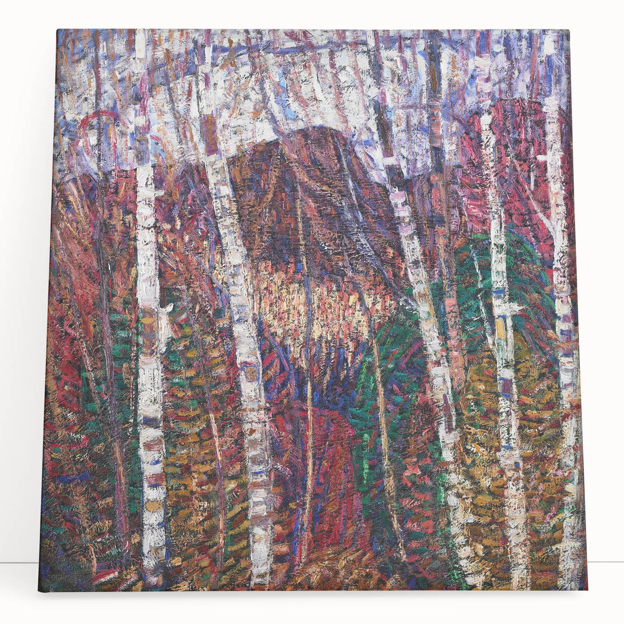 Modern Wall Art: Abstract Birch Forest in Vibrant Hues