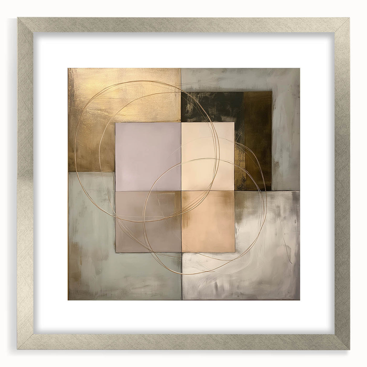 Luxury Abstract Bedroom Wall Art - Gold and Beige Canvas Print