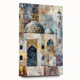 Abstract wall art featuring a geometric architecture design, displayed in a sleek acrylic frame, showcasing vibrant colors and modern aesthetics. Ideal for contemporary home decor, this piece adds a stylish touch to any space.
