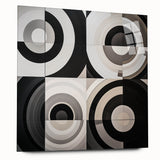 Geometric abstract acrylic glass art piece showcasing vibrant colors and unique shapes, designed for modern decor. Perfect for contemporary living spaces.