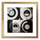 Abstract geometric gold frame with a mat, showcasing a modern design perfect for contemporary decor. Ideal for home or office settings, this elegant piece adds sophistication to any wall.