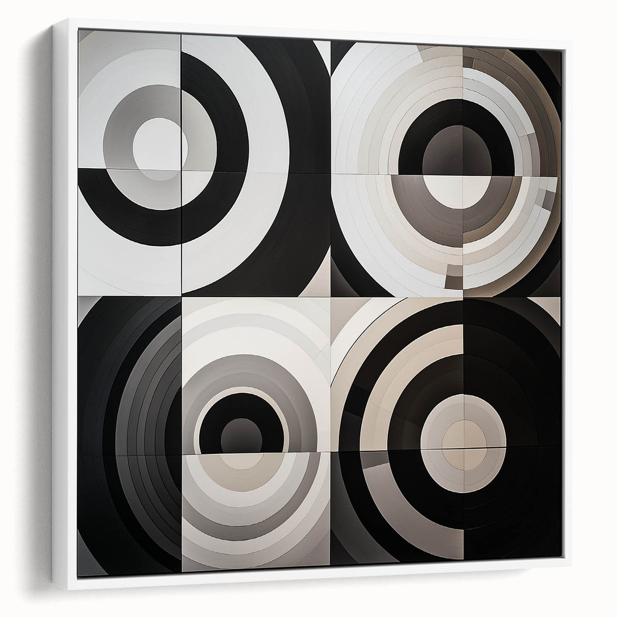 Framed abstract geometric canvas artwork in white, showcasing sharp angles and lines, ideal for modern home decor. Perfect for enhancing contemporary interiors.