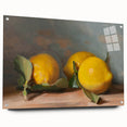 Acrylic glass print of assorted fruits in vibrant colors, ideal for dining room decor.