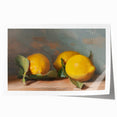 Rolled canvas print of vibrant fruit and floral arrangement in red, orange, and green, ideal for dining room wall art.