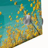 Close-up of a vibrant acrylic landscape artwork depicting a serene countryside scene, showcasing lush greenery, rolling hills, and a clear blue sky, ideal for home decor.