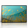 Framed acrylic landscape artwork showcasing a serene countryside scene with lush greenery and rolling hills, presented in a sleek black frame for elegant display.
