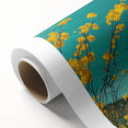 Rolled canvas artwork showcasing a serene countryside landscape with rolling hills and vibrant greenery, elegantly packaged in a protective cardboard tube for safe shipping.
