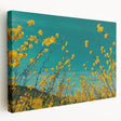 Stretched canvas artwork showcasing a serene countryside landscape, highlighting vibrant greens and blues, perfect for home decor and nature lovers.