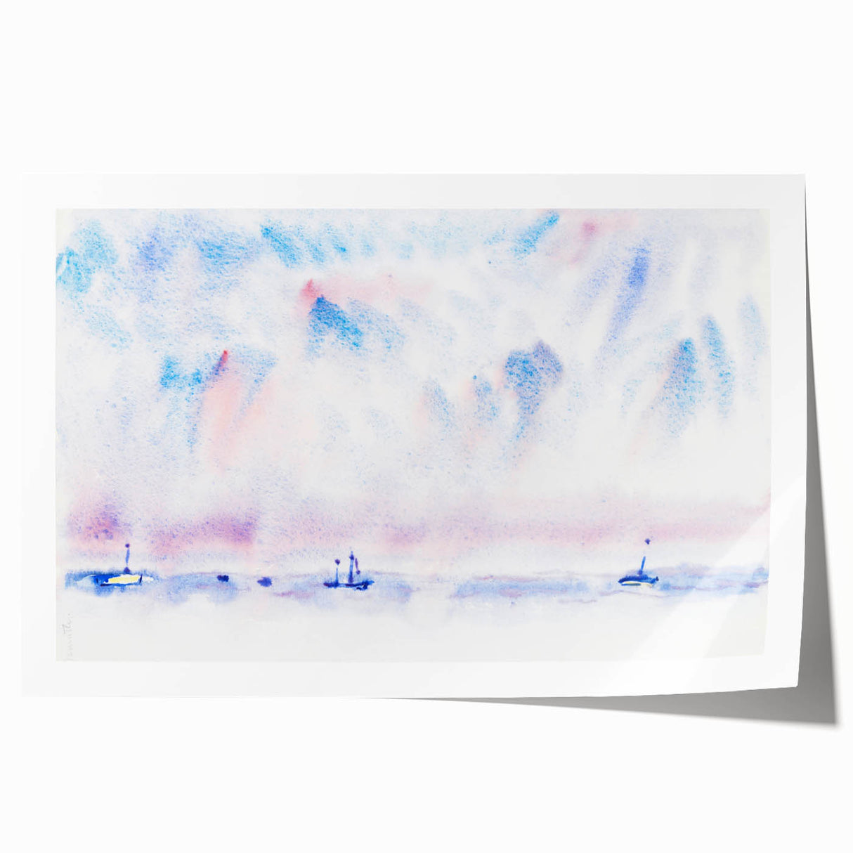 Minimalist Modern Wall Art - Bermuda Sky and Sea with Boats - Contemporary Art