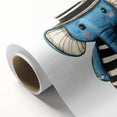 Striped Blue Elephant Nursery Art - Baby Room Decor