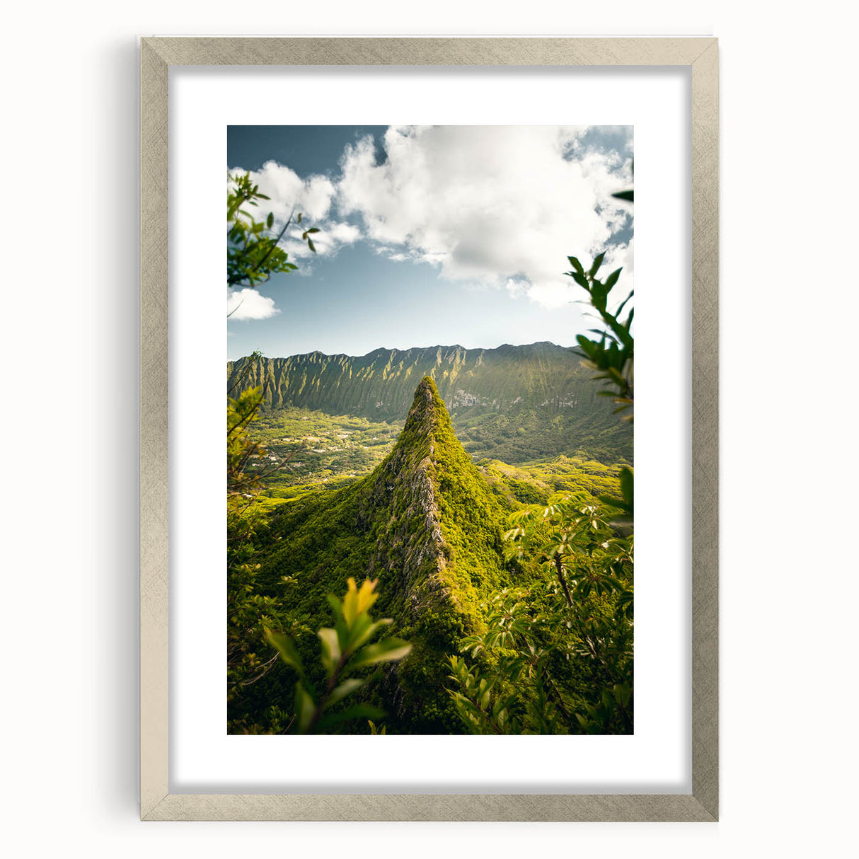Textured art depicting abstract spring themes in soft pastel colors on a framed silver mat, suitable for bedroom decor.