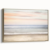 Framed canvas depicting a vintage landscape painting in muted earth tones, ideal for bedroom wall decor.