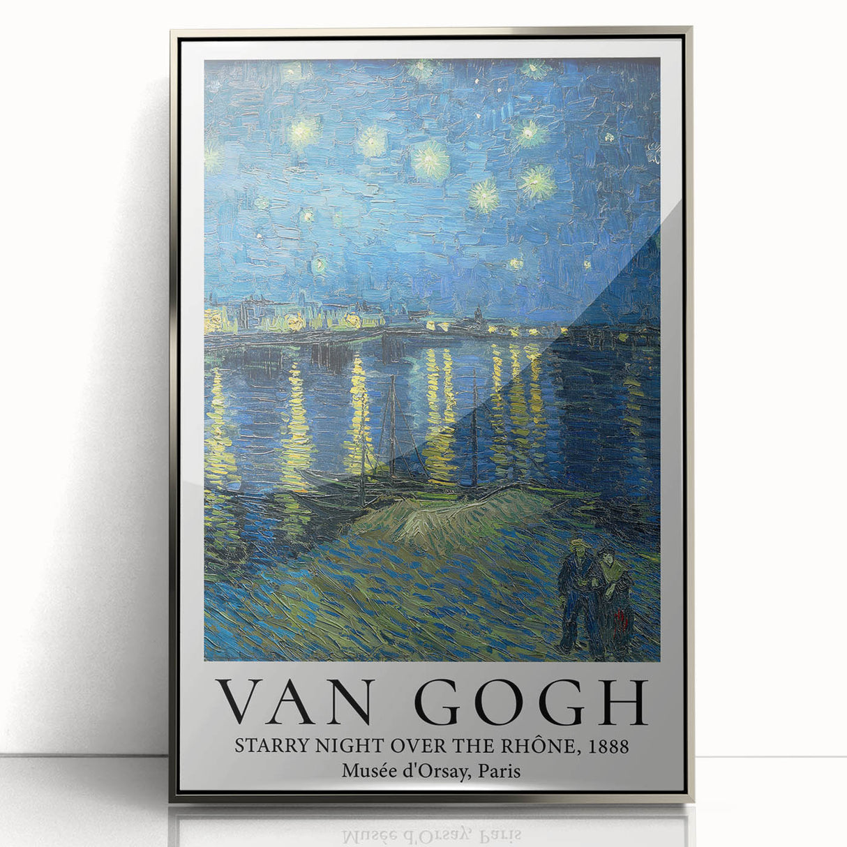 Large acrylic print of Van Gogh's artwork in silver frame, featuring bold color strokes ideal for modern art wall decor.