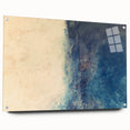 Abstract strokes wall art displayed in a side view, featuring vibrant colors and unique patterns, mounted with pins on a sleek acrylic glass surface.