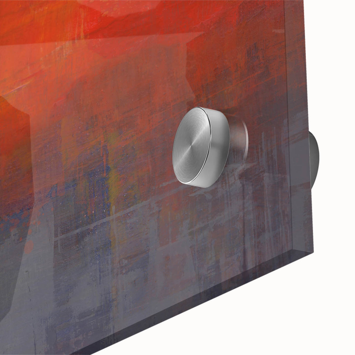 Close-up of abstract strokes wall art design in vibrant colors on acrylic glass, showcasing fluid brushwork and unique textures for modern decor.