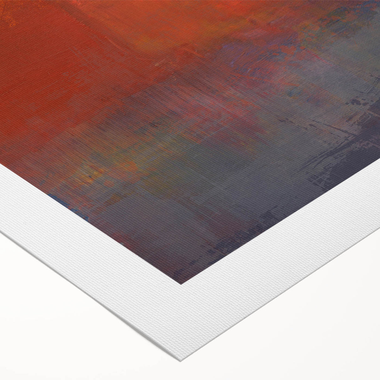 Abstract wall art on rolled canvas showcasing vibrant strokes in shades of blue, orange, and yellow, ideal for modern home decor. Perfect for enhancing artistic interiors.