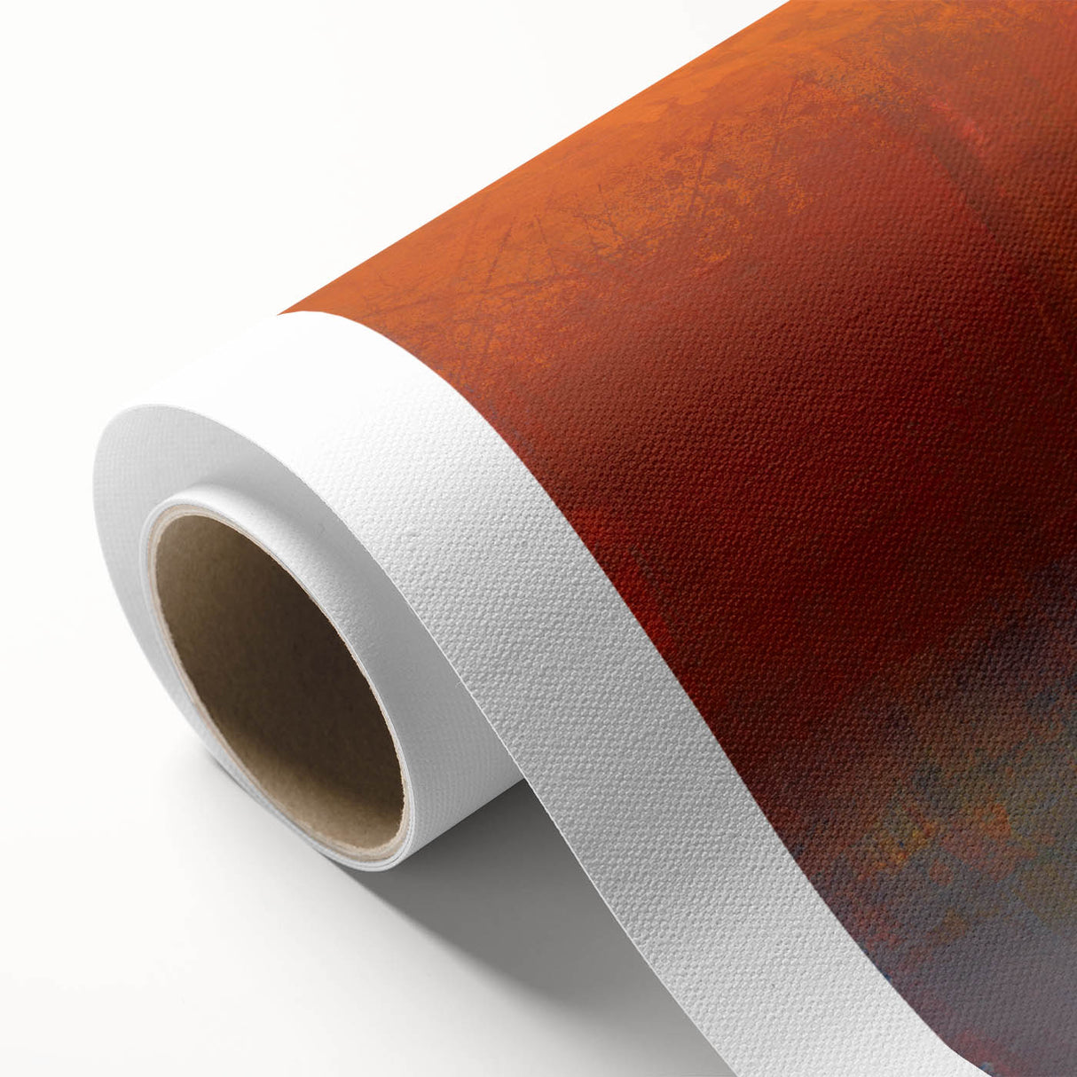 Abstract wall art on rolled canvas showcasing vibrant strokes in shades of blue, orange, and yellow, ideal for modern interior decor and artistic expression.