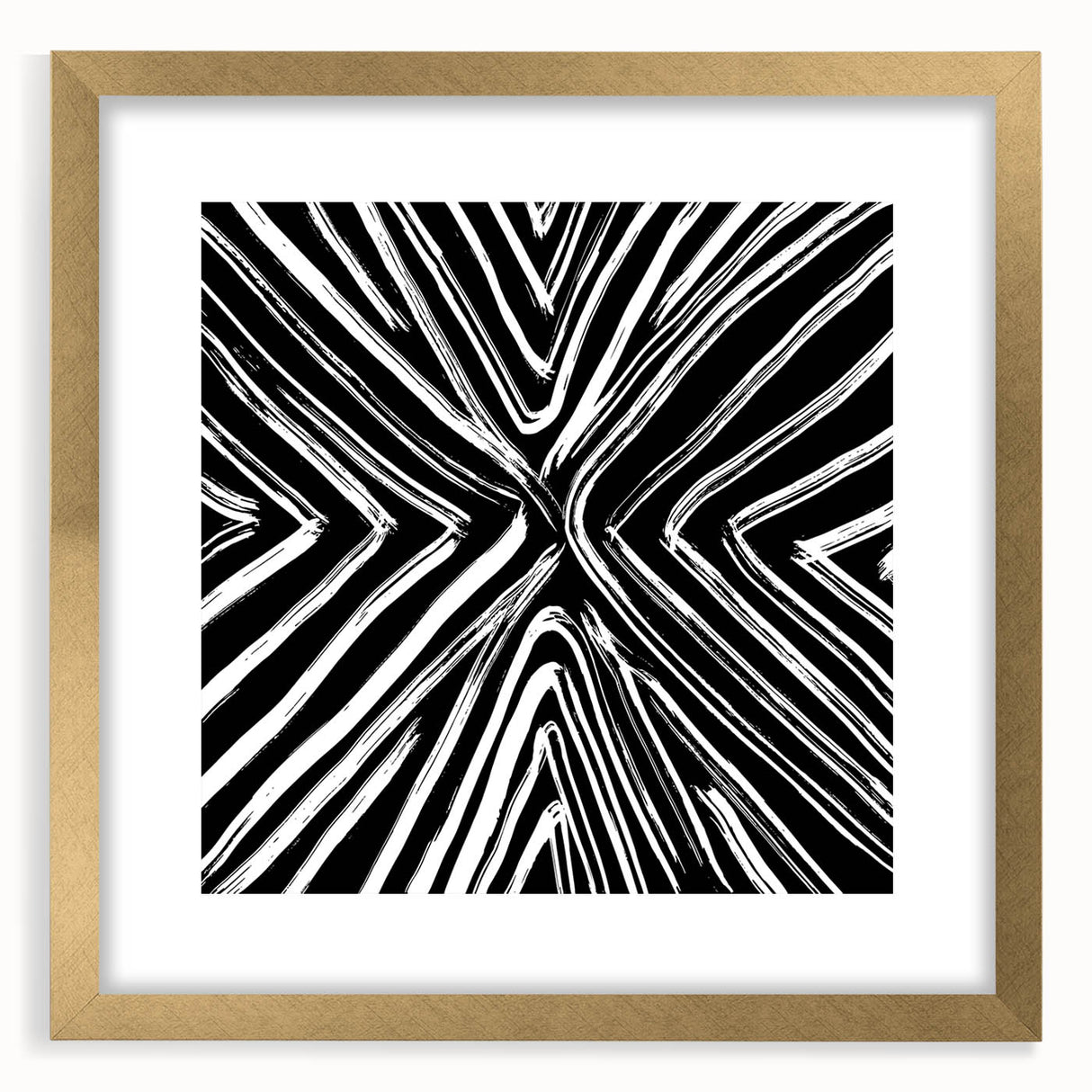 Abstract wall art framed in gold, showcasing dynamic strokes in vibrant colors. Ideal for modern decor, adding a touch of elegance to any room.
