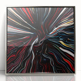 Framed abstract wall art featuring vibrant silver strokes on a textured background, elegantly displayed in a sleek acrylic frame. Perfect for modern home decor.
