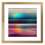 Abstract wall art featuring dynamic strokes in gold and neutral tones, framed with a mat, ideal for modern home decor and art enthusiasts.