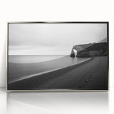 Framed acrylic print showcasing a stunning landscape of rugged cliffs under a clear blue sky, with silver accents enhancing the modern decor aesthetic. Perfect for elevating interior design in homes or offices.