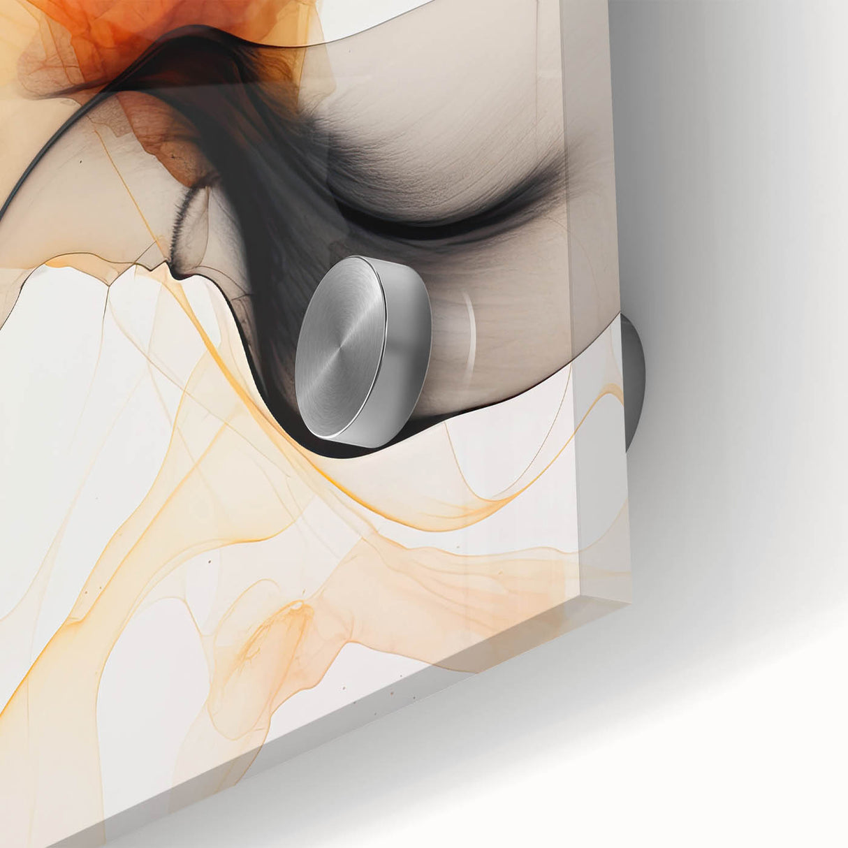 Canvas Art for Dining Area - Abstract Orange & Black Fluid Design
