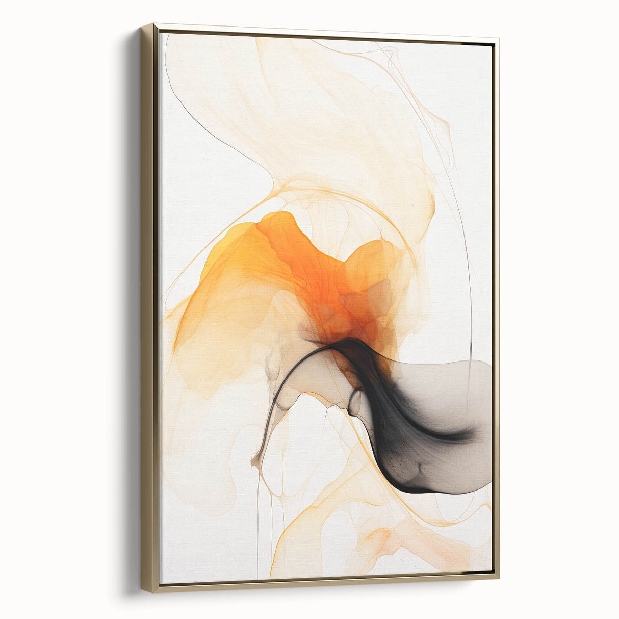 Canvas Art for Dining Area - Abstract Orange & Black Fluid Design