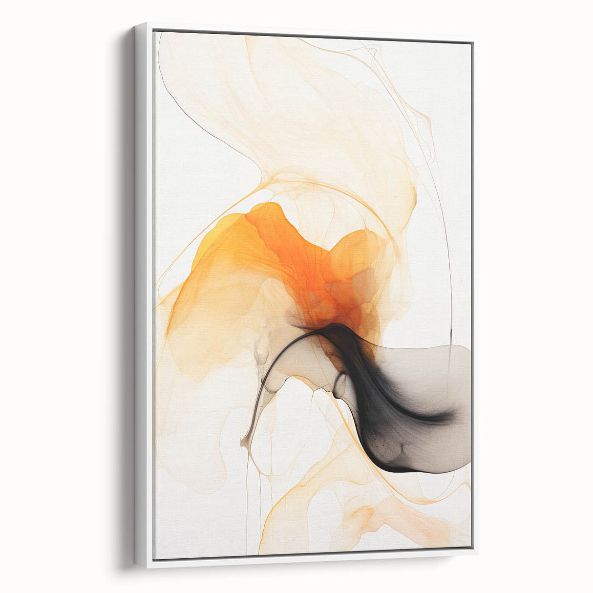 Canvas Art for Dining Area - Abstract Orange & Black Fluid Design