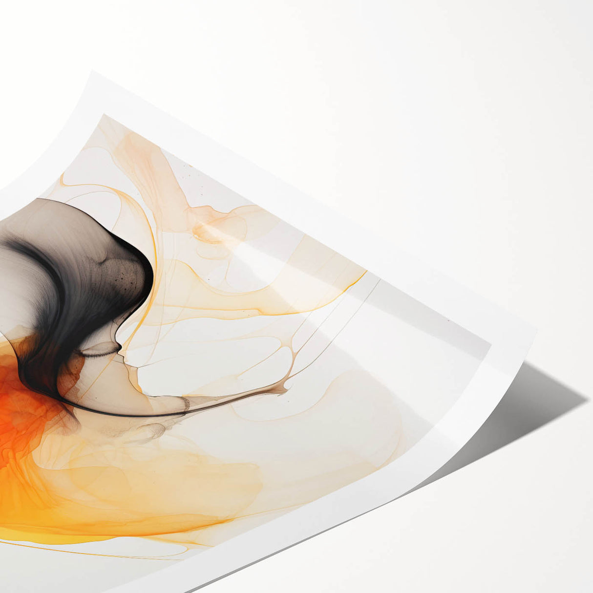 Canvas Art for Dining Area - Abstract Orange & Black Fluid Design