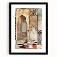Abstract architectural wall art framed in black with a white mat, showcasing geometric shapes and lines for a modern decor style. Perfect for contemporary interiors, this artwork adds a sophisticated touch to any space.